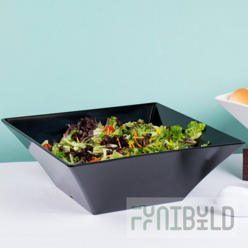 TableCraft BKMB166 Frostone 13.25 Qt. Black Square Melamine Bowl