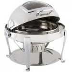 Bon Chef 19040-NERO Elite Rectangle 8 Qt. Dripless Nero Finish with Brass Accents Roll Top Chafer with Roman Legs