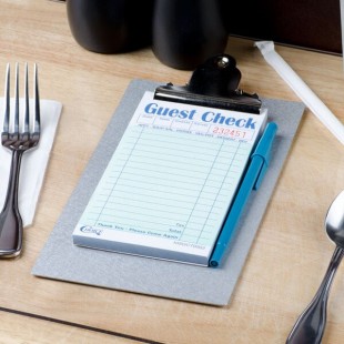 Menu Solutions CLIPCHECK-AL-BRUSHED Alumitique Single Panel Aluminum Clipboard Menu / Check Presenter with Brushed Finish - 5