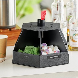 ServSense Black 6-Section Stackable Countertop Condiment Organizer - 14