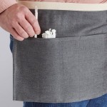 Acopa Kennett Gray Denim Waist Apron with 3 Pockets and Natural Webbing - 12 Acopa Kennett Gray Denim Waist Apron with 3 Pockets and Natural Webbing - 12
