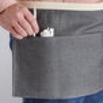 Acopa Kennett Gray Denim Waist Apron with 3 Pockets and Natural Webbing - 12 Acopa Kennett Gray Denim Waist Apron with 3 Pockets and Natural Webbing - 12