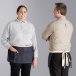 Acopa Kennett Gray Denim Waist Apron with 3 Pockets and Natural Webbing - 12 Acopa Kennett Gray Denim Waist Apron with 3 Pockets and Natural Webbing - 12