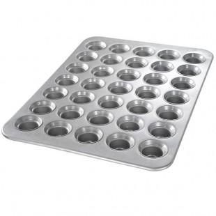 Chicago Metallic 42756 35 Cup 3 oz. Glazed Aluminized Steel Mini Crown Muffin Pan - 17 7/8