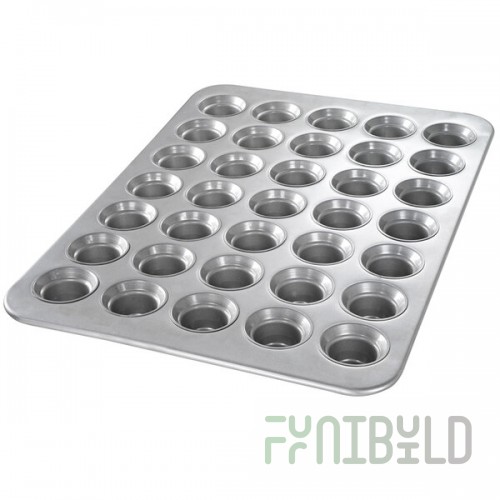 Chicago Metallic 42756 35 Cup 3 oz. Glazed Aluminized Steel Mini Crown Muffin Pan - 17 7/8