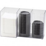 Cal-Mil 375-13 Classic Black 3-Section Countertop Cup, Lid, and Napkin Organizer