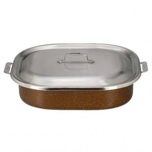 Bon Chef 60004CLDCOFFEE Cucina 7 Qt. Coffee Stainless Steel Roasting Pan with Lid - 15