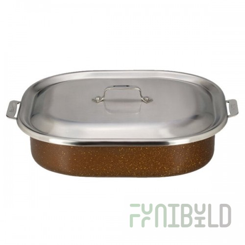 Bon Chef 60004CLDCOFFEE Cucina 7 Qt. Coffee Stainless Steel Roasting Pan with Lid - 15