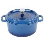GET Heiss 2.5 Qt. Cobalt Blue Enamel Coated Cast Aluminum Round Dutch Oven with Lid CA-011-CB/BK/CC