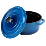 GET Heiss 2.5 Qt. Cobalt Blue Enamel Coated Cast Aluminum Round Dutch Oven with Lid CA-011-CB/BK/CC