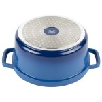 GET Heiss 2.5 Qt. Cobalt Blue Enamel Coated Cast Aluminum Round Dutch Oven with Lid CA-011-CB/BK/CC