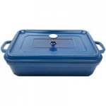 GET Heiss 2.5 Qt. Cobalt Blue Enamel Coated Cast Aluminum Round Dutch Oven with Lid CA-011-CB/BK/CC