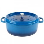 GET Heiss 2.5 Qt. Cobalt Blue Enamel Coated Cast Aluminum Round Dutch Oven with Lid CA-011-CB/BK/CC