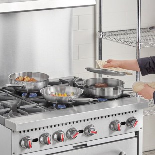 Vigor SS1 Series 5-Piece Induction Ready Stainless Steel Cookware Set with 3 Qt. Saucier, 3 Qt. Saute Pan, and 9 1/2 Vigor SS1 Series 5-Piece Induction Ready Stainless Steel Cookware Set with 3 Qt. Saucier, 3 Qt. Saute Pan, and 9 1/2