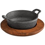 Valor 12 oz. Pre-Seasoned Mini Cast Iron Round Serving Bowl with Rustic Chestnut Finish Rubberwood Underliner Valor 12 oz. Pre-Seasoned Mini Cast Iron Round Serving Bowl with Rustic Chestnut Finish Rubberwood Underliner