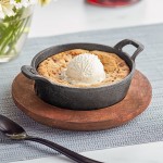 Valor 12 oz. Pre-Seasoned Mini Cast Iron Round Serving Bowl with Rustic Chestnut Finish Rubberwood Underliner Valor 12 oz. Pre-Seasoned Mini Cast Iron Round Serving Bowl with Rustic Chestnut Finish Rubberwood Underliner