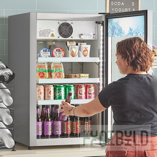 Avantco CRM-7-HC Stainless Steel Countertop Display Refrigerator with Swing Door - 4.1 Cu. Ft.