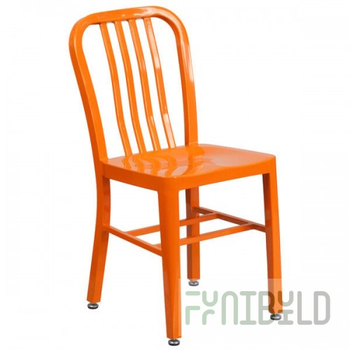 Flash Furniture CH-61200-18-OR-GG Orange Metal Indoor / Outdoor Chair with Vertical Slat Back