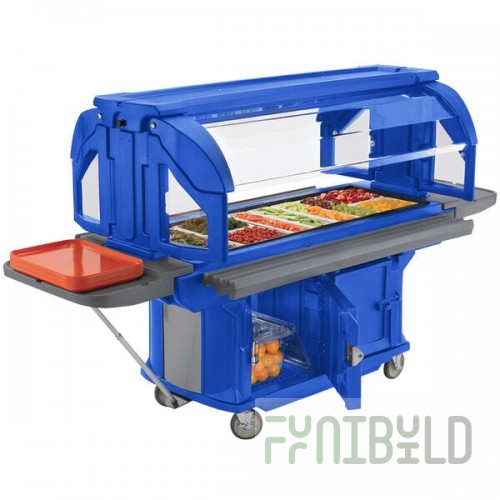 Cambro VBRU6186 Navy Blue 6' Versa Ultra Food / Salad Bar with Storage and Standard Casters