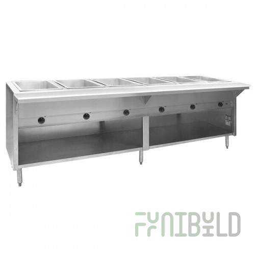 Eagle Group HT6OB-240-3 Spec Master Series Six Pan Open Well Electric Hot Food Table with Open Front - 240V, 3 Phase