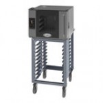 Cadco Bakerlux Station BLS-4HTR-2 Double Stacked 4-Shelf Half Size Heavy-Duty Digital Countertop Convection Ovens with Right Side Doors, Touch Control Panels, and Stand - 208-240V Cadco Bakerlux Station BLS-4HTR-2 Double Stacked 4-Shelf Half Size Heavy-Duty Digital Countertop Convection Ovens with Right Side Doors, Touch Control Panels, and Stand - 208-240V