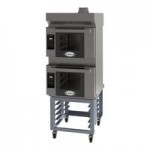 Cadco Bakerlux Station BLS-4HTR-2 Double Stacked 4-Shelf Half Size Heavy-Duty Digital Countertop Convection Ovens with Right Side Doors, Touch Control Panels, and Stand - 208-240V Cadco Bakerlux Station BLS-4HTR-2 Double Stacked 4-Shelf Half Size Heavy-Duty Digital Countertop Convection Ovens with Right Side Doors, Touch Control Panels, and Stand - 208-240V