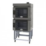 Cadco Bakerlux Station BLS-4HTR-2 Double Stacked 4-Shelf Half Size Heavy-Duty Digital Countertop Convection Ovens with Right Side Doors, Touch Control Panels, and Stand - 208-240V Cadco Bakerlux Station BLS-4HTR-2 Double Stacked 4-Shelf Half Size Heavy-Duty Digital Countertop Convection Ovens with Right Side Doors, Touch Control Panels, and Stand - 208-240V