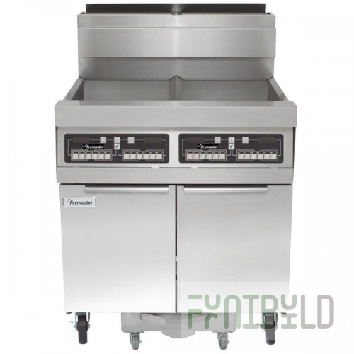 Frymaster SCFHD250G 100 lb. 2 Unit Liquid Propane Floor Fryer System with CM3.5 Controls and Filtration System - 200,000 BTU