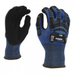 Cordova OGRE Ice Black 13 Gauge Thermal Polyester Food-Safe Gloves with Black Sandy Nitrile Palm Coating and TPR Reinforcements - Extra Large