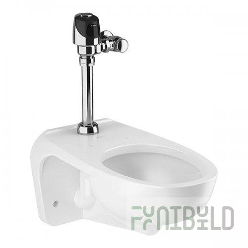 Sloan 24501401 ADA Height Elongated Wall-Mounted Battery-Powered Sensor Toilet with G2 8111 Polished Chrome Flushometer - 1.28 GPF