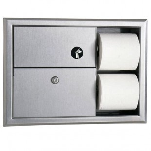 Bobrick B-3094 ClassicSeries Recessed Sanitary Napkin Disposal and Toilet Tissue Dispenser Bobrick B-3094 ClassicSeries Recessed Sanitary Napkin Disposal and Toilet Tissue Dispenser
