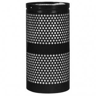 Ex-Cell Kaiser WR-22R BLACK Landscape Series 20 Gallon Round Black Gloss Perforated Trash Can