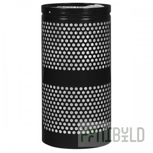 Ex-Cell Kaiser WR-22R BLACK Landscape Series 20 Gallon Round Black Gloss Perforated Trash Can