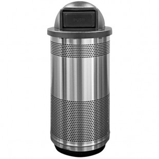 Witt Industries SC35P-01-SS-DT Standard Series 35 Gallon Perforated Stainless Steel Outdoor Trash Can with Push Door Dome Top Lid Witt Industries SC35P-01-SS-DT Standard Series 35 Gallon Perforated Stainless Steel Outdoor Trash Can with Push Door Dome Top Lid