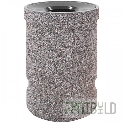 Wausau Tile TF1135 39 Gallon Concrete Round Trash Can with Aluminum Funnel Top