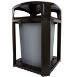 Rubbermaid® FG397000BLA Landmark Series Classic Container Black Square Polycarbonate Dome Top Frame with FG395800 Rigid Plastic Liner 35 Gallon