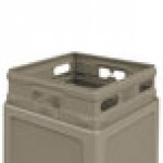 Commercial Zone 73290299 PolyTec 42 Gallon Square Beige Trash Can and Dome Lid Set