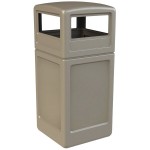 Commercial Zone 73290299 PolyTec 42 Gallon Square Beige Trash Can and Dome Lid Set