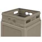 Commercial Zone 73290299 PolyTec 42 Gallon Square Beige Trash Can and Dome Lid Set