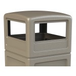 Commercial Zone 73290299 PolyTec 42 Gallon Square Beige Trash Can and Dome Lid Set