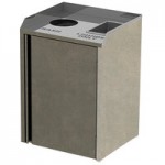 Lakeside 3418BS Stainless Steel Rectangular Refuse (2) / Recycle / Paper Station with Top Access and Beige Suede Laminate Finish - 48 1/2