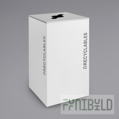 Ex-Cell Kaiser RC-KD36-R BT-WHT Black Tie Kaleidoscope White Gloss Square 36 Gallon Recyclables Receptacle