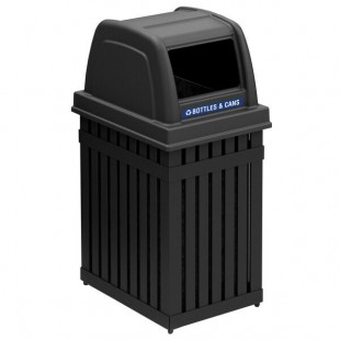 Commercial Zone 72740199 ArchTec Parkview 25 Gallon Black Rectangular Trash / Recycling Receptacle with Decals Commercial Zone 72740199 ArchTec Parkview 25 Gallon Black Rectangular Trash / Recycling Receptacle with Decals