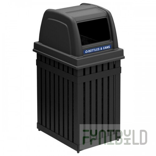 Commercial Zone 72740199 ArchTec Parkview 25 Gallon Black Rectangular Trash / Recycling Receptacle with Decals