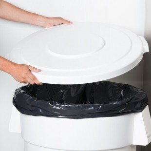 Carlisle 84104502 Bronco 44 Gallon White Flat Round Trash Can Lid