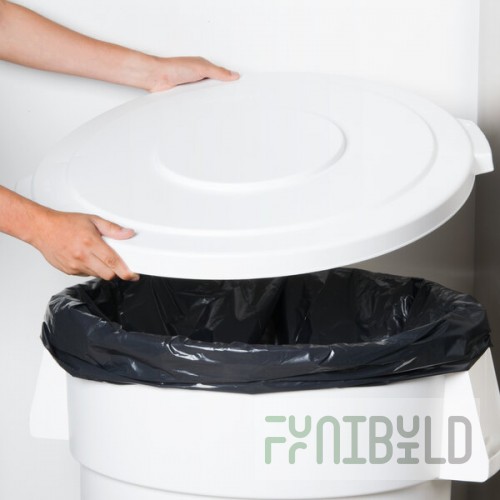 Carlisle 84104502 Bronco 44 Gallon White Flat Round Trash Can Lid