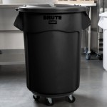 Rubbermaid® BRUTE 55 Gallon Black Executive Round Trash Can with Lid and Dolly Rubbermaid® BRUTE 55 Gallon Black Executive Round Trash Can with Lid and Dolly