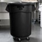 Rubbermaid® BRUTE 55 Gallon Black Executive Round Trash Can with Lid and Dolly Rubbermaid® BRUTE 55 Gallon Black Executive Round Trash Can with Lid and Dolly