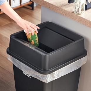 Lavex 25 Gallon Black Square Trash Can Swing Lid