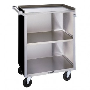 Lakeside 810B 3 Shelf Medium Duty Stainless Steel Utility Cart with Enclosed Base and Black Finish - 16 7/8 Lakeside 810B 3 Shelf Medium Duty Stainless Steel Utility Cart with Enclosed Base and Black Finish - 16 7/8